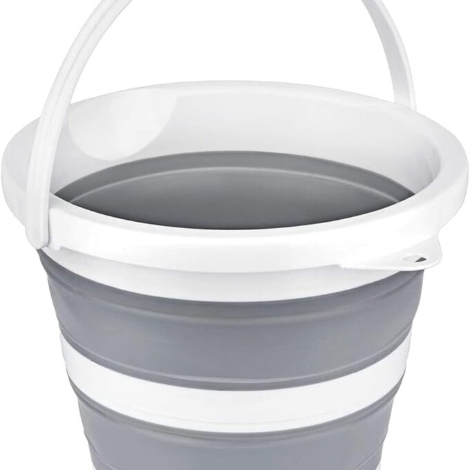 Collapsible Bucket 5L 1.3Gallon Small Cleaning Bucket Mop Buckets for Household Outdoor Car Washing Tub Plastic Foldable Portable Camping Beach Sand Water Pot Pail Space Saving Round