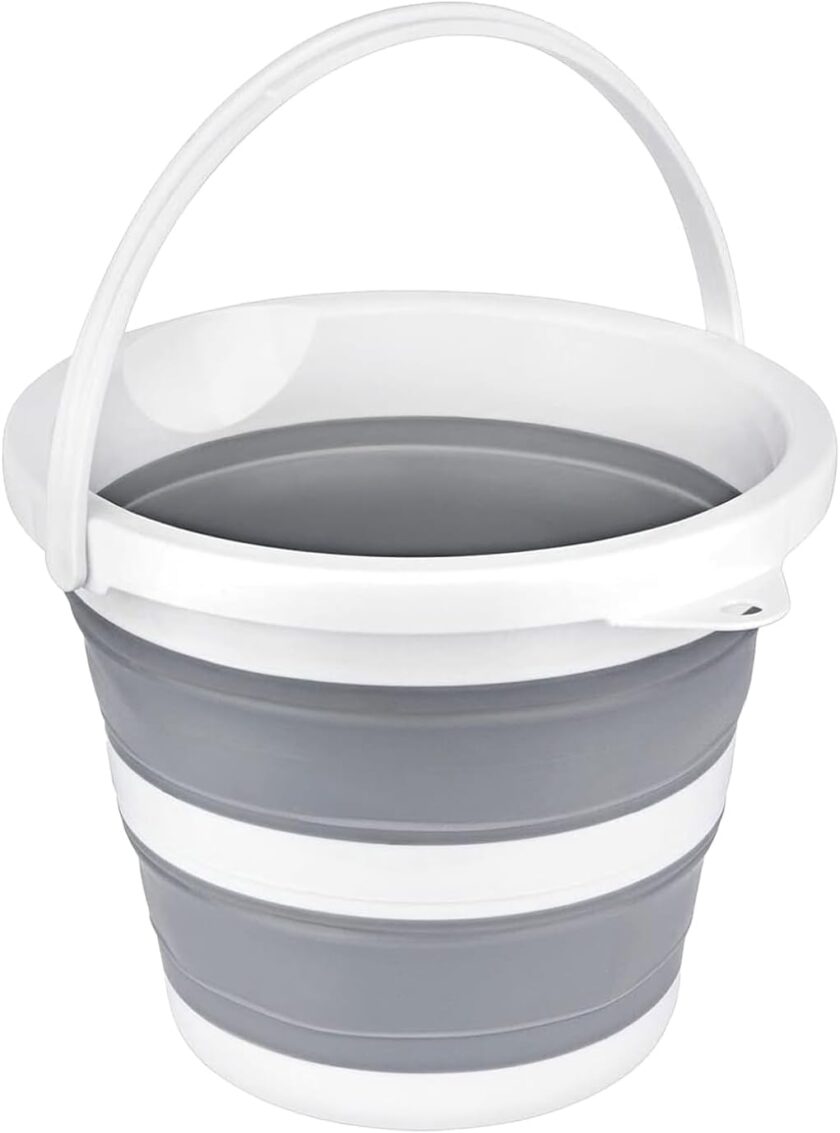 Collapsible Bucket 5L 1.3Gallon Small Cleaning Bucket Mop Buckets for Household Outdoor Car Washing Tub Plastic Foldable Portable Camping Beach Sand Water Pot Pail Space Saving Round