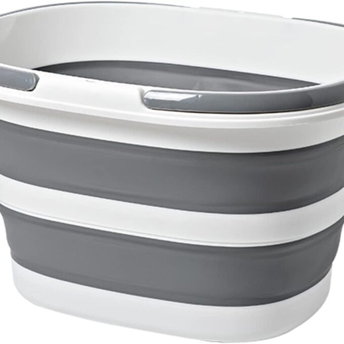 Large Collapsible Bucket 4.2 Gallon (16L) for House Cleaning, Camping, and More - Space Saving, Multiuse Water Bucket for Cleaning Mop - Lightweight and Portable (Grey-1)