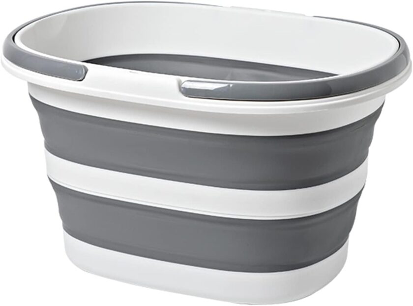 Large Collapsible Bucket 4.2 Gallon (16L) for House Cleaning, Camping, and More - Space Saving, Multiuse Water Bucket for Cleaning Mop - Lightweight and Portable (Grey-1)