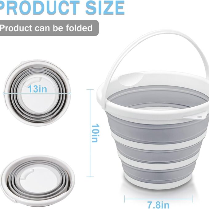 2-Pack Collapsible Buckets - 2.6 Gallon (10L) Large Capacity, Essential for RV, Garden Cleaning, Car Washing, Camping, Fishing, Multi-Purpose Durable Portable Buckets, Easy Storage, Use Anywhere