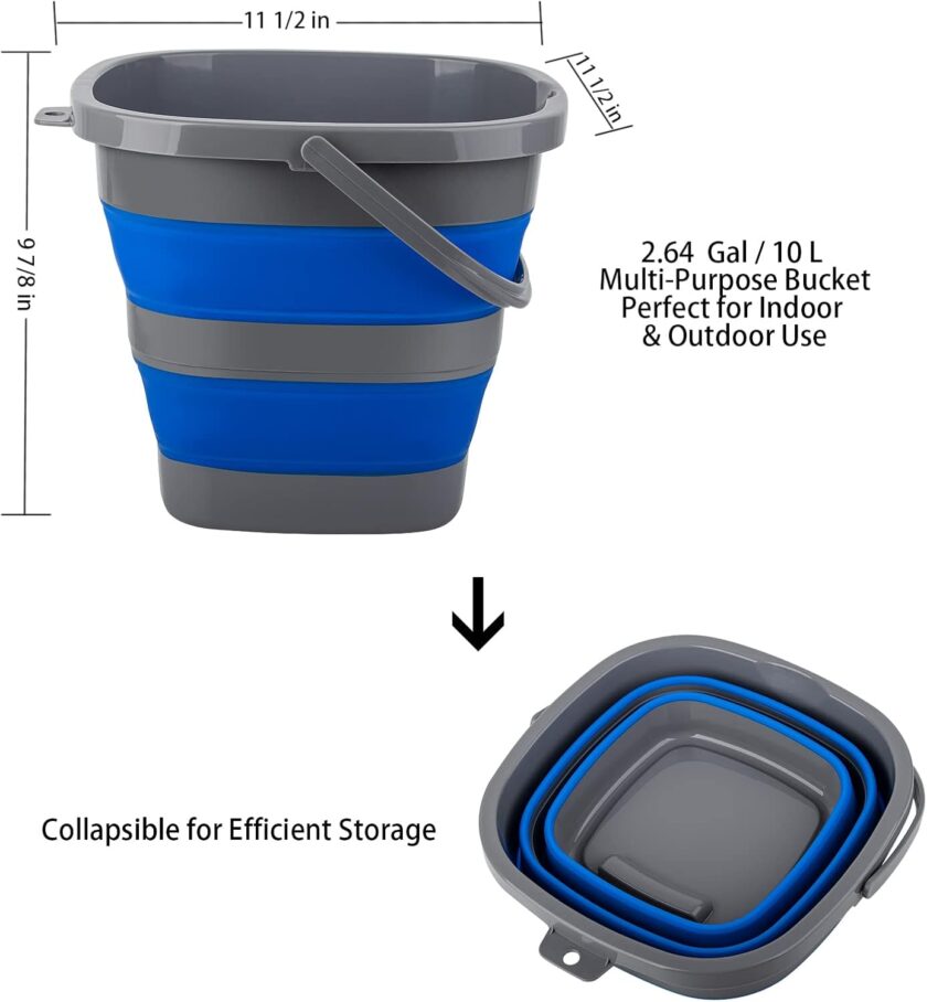 3 Pack Collapsible Bucket with Large 2.6 Gallon (10L) Each, Portable Plastic Bucket for House Cleaning, Foldable Tub for Mop, Car, Garden or Camping, Space Saving Fishing Water Pail - Image 2