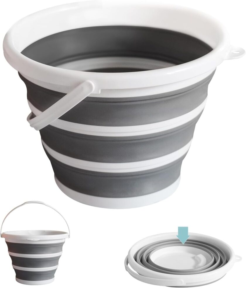 Collapsible Water Bucket (10L / 2.6 Gal) – Portable, Easy to Carry & Store, Ideal for Car Wash, Cleaning, Camping, Fishing and Outdoor Activities with Collapsible Handle Design