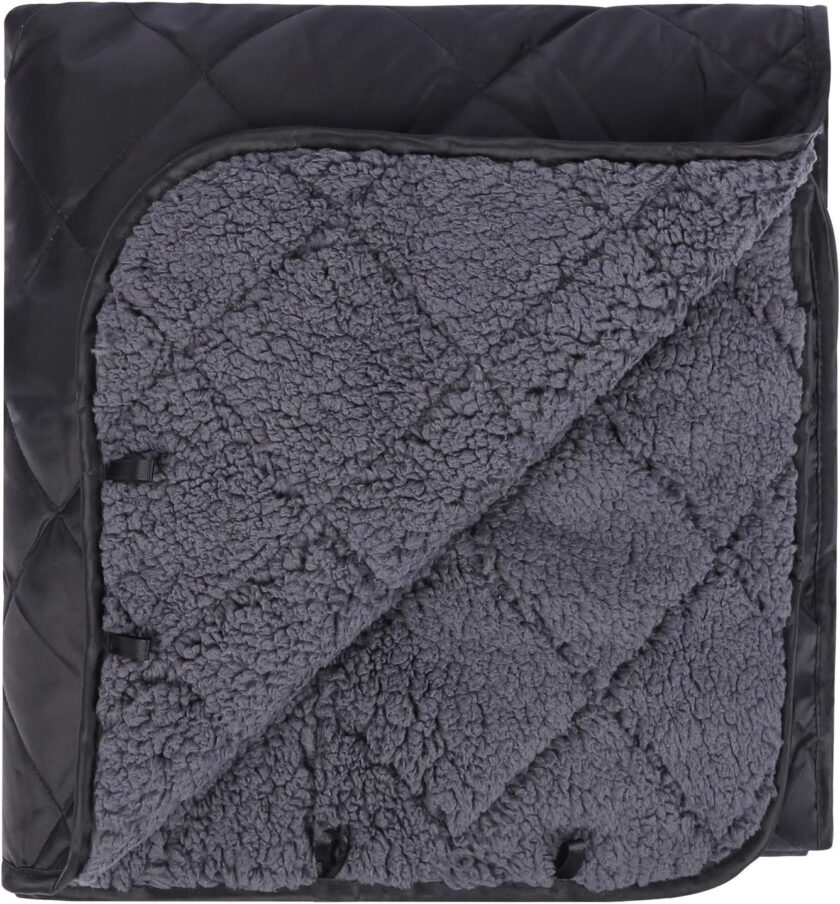 Large Camping Blanket with Sherpa Lining, Cold Weather Warm Outdoor Blanket Windproof for Camping Stadium, Machine Washable 59"x 79"